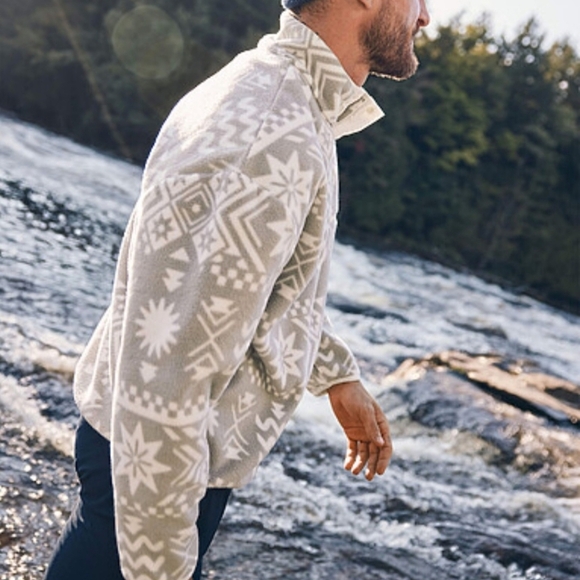 Simons I.Five Fleece Pullover Mens Small Cream Beige Snap Front Fleece Top NWT - Picture 8 of 13